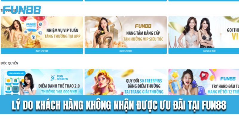 Lý do khách hàng không nhận được ưu đãi tại Fun88